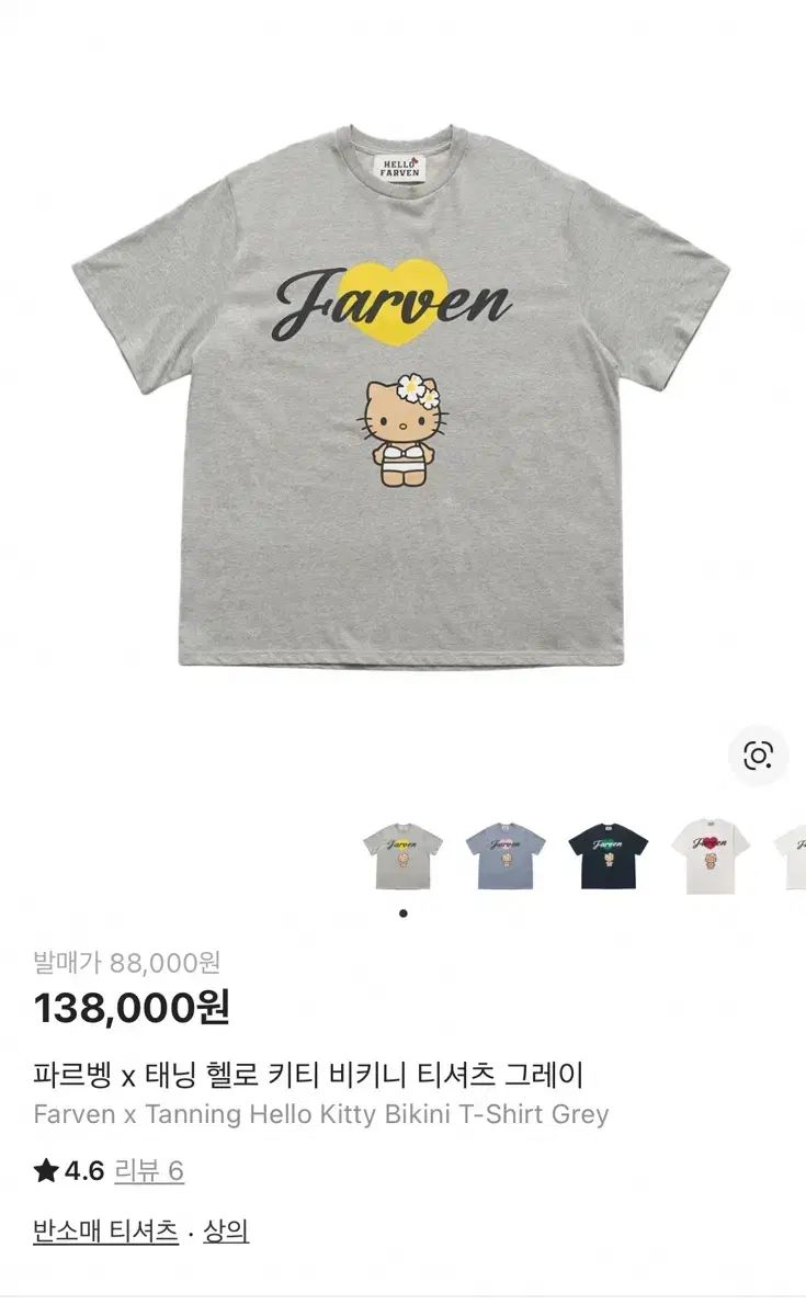 パルベン x ハローキティ 半袖 Tシャツ グレー
