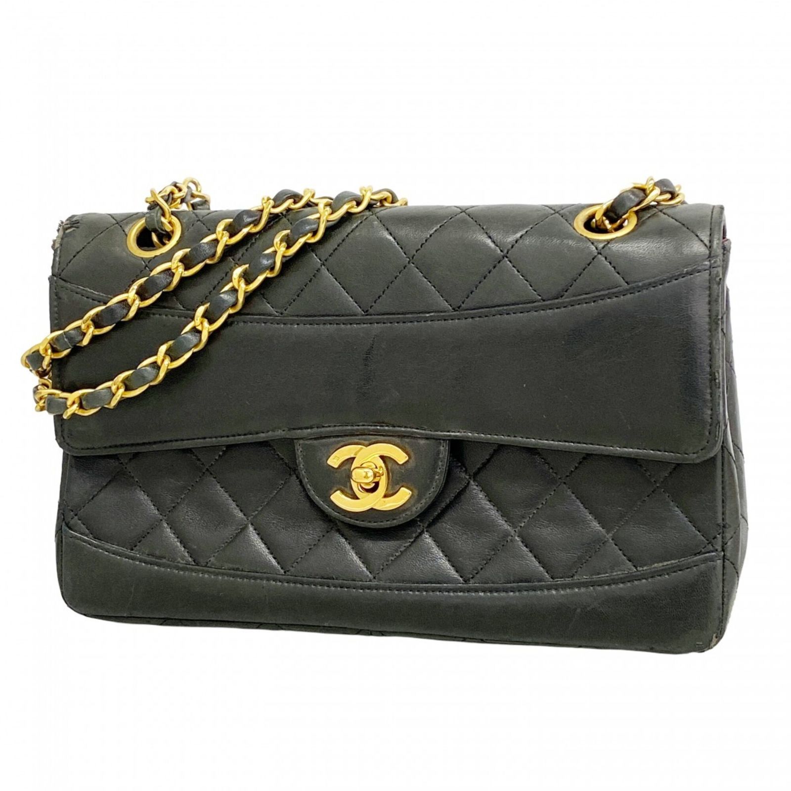 シャネル(Chanel) シャネル ショルダーバッグ マトラッセ Wチェーン ラムスキン ブラック レディース