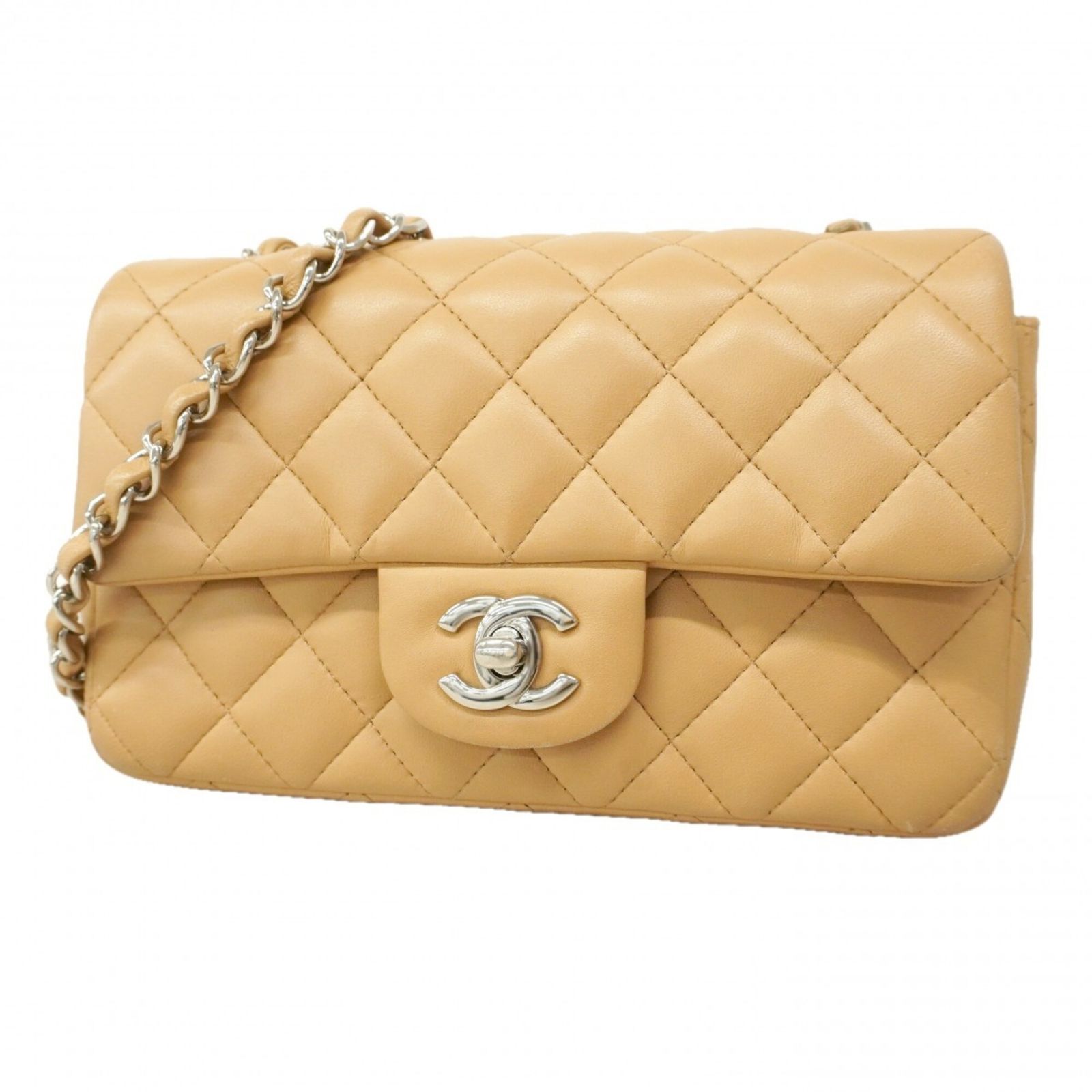 シャネル(Chanel) シャネル ショルダーバッグ マトラッセ チェーンショルダー ラムスキン ベージュ レディース