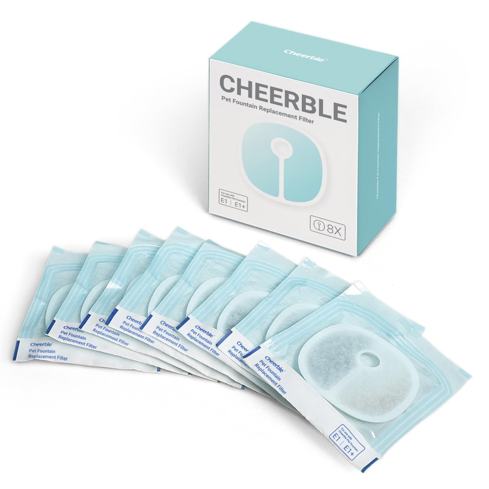 Cheerble E1+ 専用 猫水飲み器用フィルター 猫水フィルター 交換用 E1 Lite非対応 (8 枚-1)pms 86aa4240