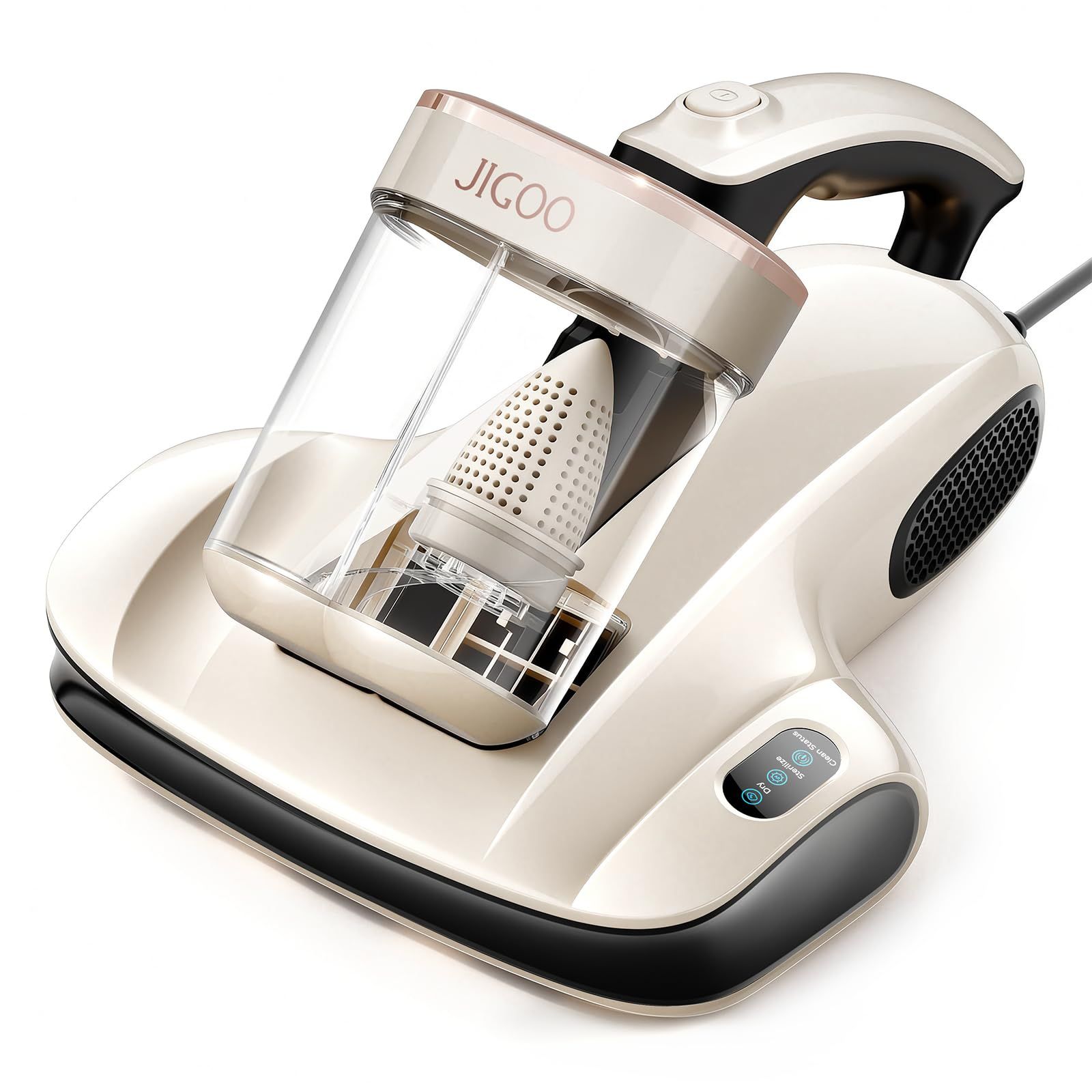 JIGOO S100 ジゴ 布団クリーナー 1.3kg超軽量布団用掃除機 55℃熱風乾燥UV除菌12KPa強力吸引 約80,000 回/分高速たたき 230mm超広幅吸引口 ダニセンサー LEDディスプレイ マットレス、ベッド、ソファ、カーペ 64027c52
