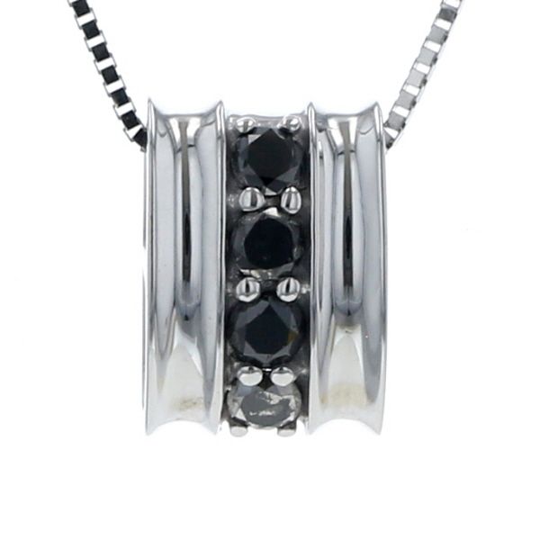 K10WG ホワイトゴールド ネックレス ブラックダイヤモンド 0.13ct ライン ベネチアンチェーン 40cm【新品仕上済】【el】【中古】