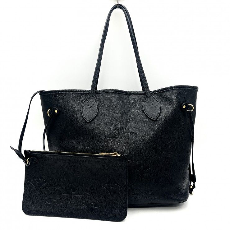 LOUIS VUITTON（ルイ・ヴィトン）ネヴァーフル MM モノグラム・アンプラント トートバッグ ブラック レザー ポーチ付き ゴールド金具 レディース M45685【中古】