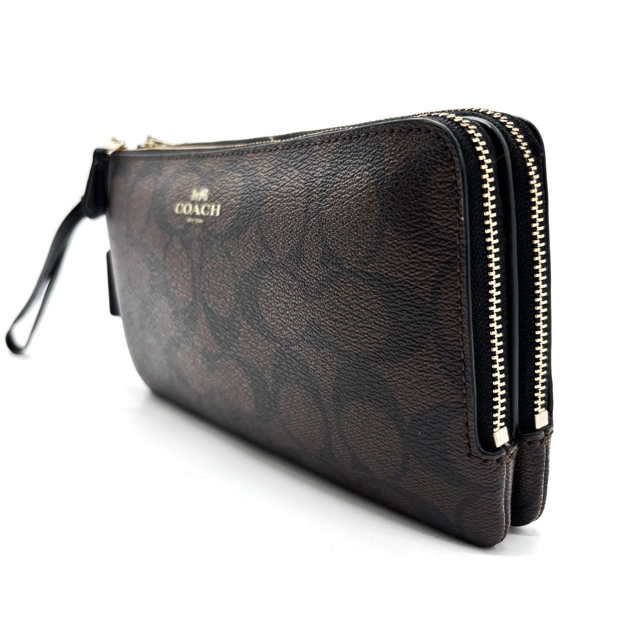 【良品】COACH brown signature pvc leather long wallet unisex コーチ　長財布