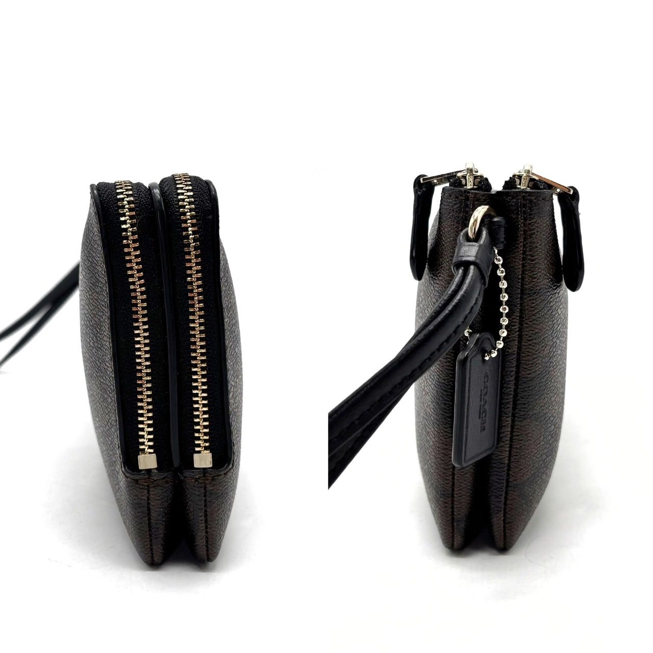 【良品】COACH brown signature pvc leather long wallet unisex コーチ　長財布