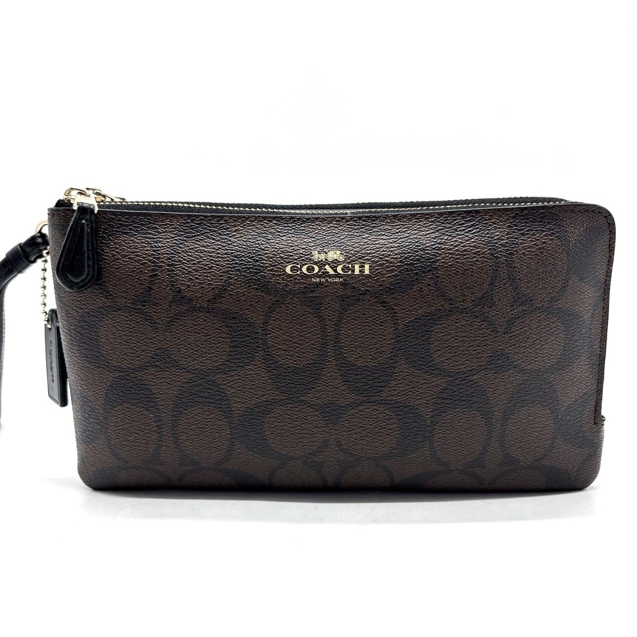 【良品】COACH brown signature pvc leather long wallet unisex コーチ　長財布