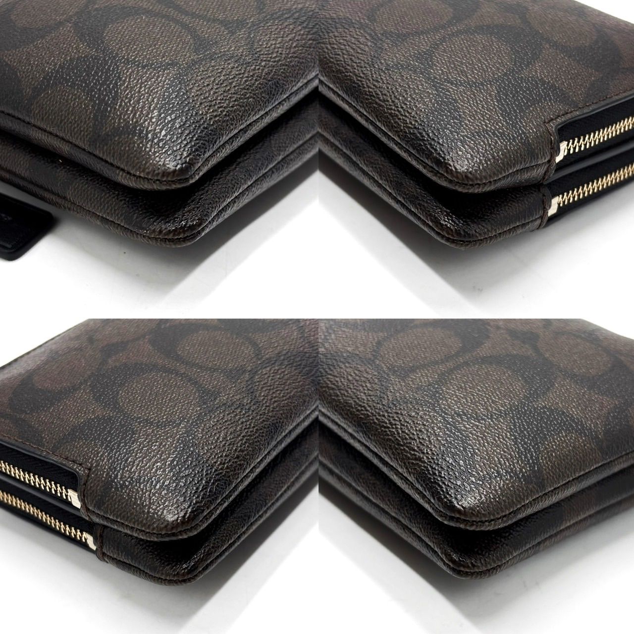【良品】COACH brown signature pvc leather long wallet unisex コーチ　長財布