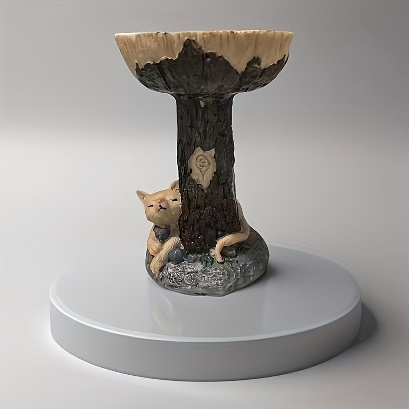 バードフィーダー 小鳥 野鳥 用 給餌器 餌箱 餌台えさ置き 置物 可愛い 餌入れ 鳥 ガーデンオブジェ インテリア ガーデニング ペット食器 野鳥観察 寝ている猫 ねこ ネコ バード用品 樹脂