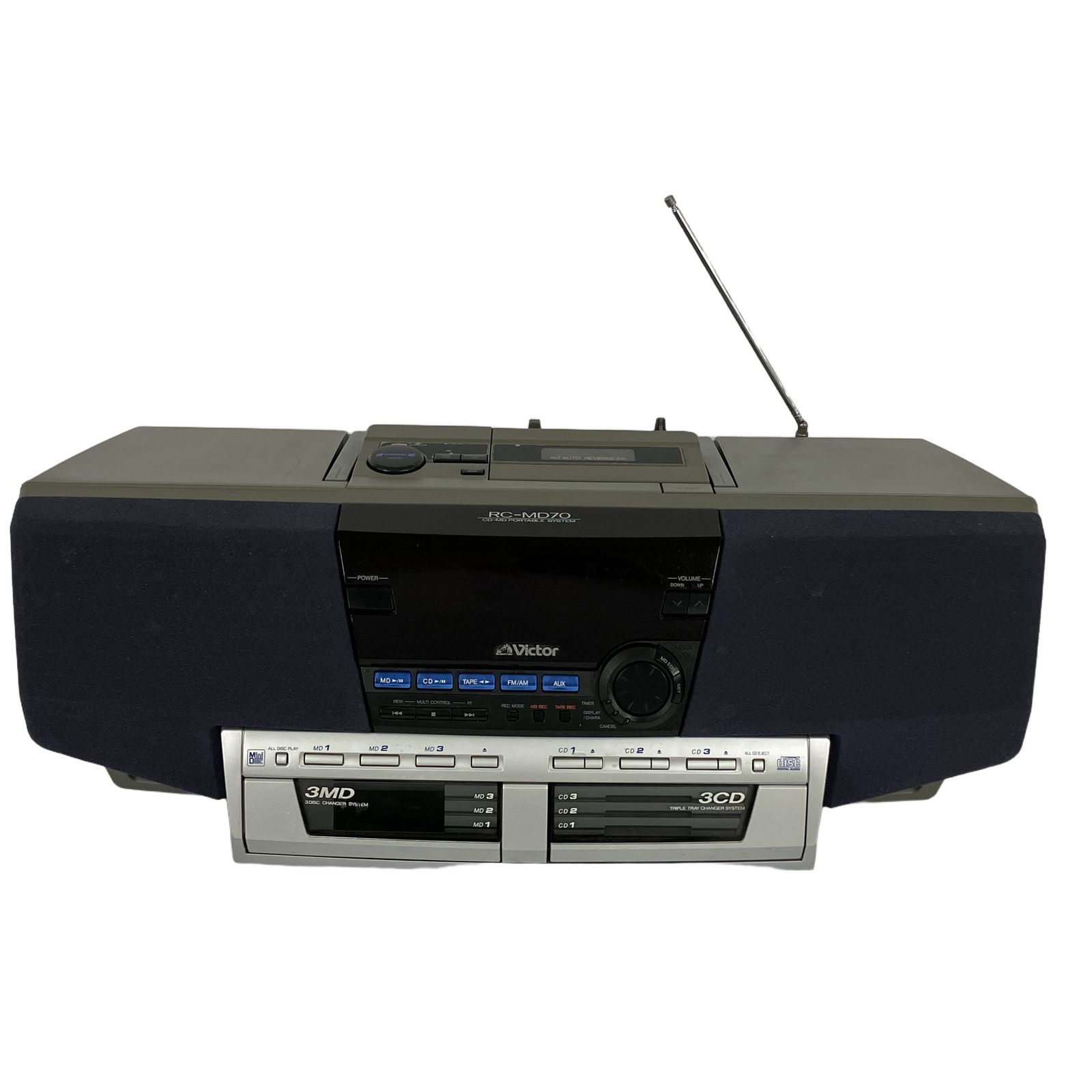 Victor RC-MD70 CD/MD/ラジカセ 3MD/3CDチェンジャー搭載 1998年製 リモコン欠品 ジャンクY11218397