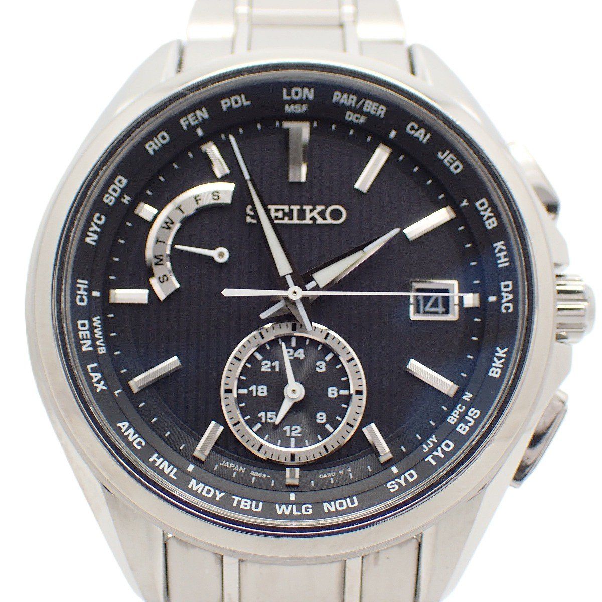 SEIKO セイコー ブライツ フライトエキスパート ソーラー電波 メンズ 腕時計 チタン 黒文字盤 SAGA287 / 8B63-0AV0【いおき質店】