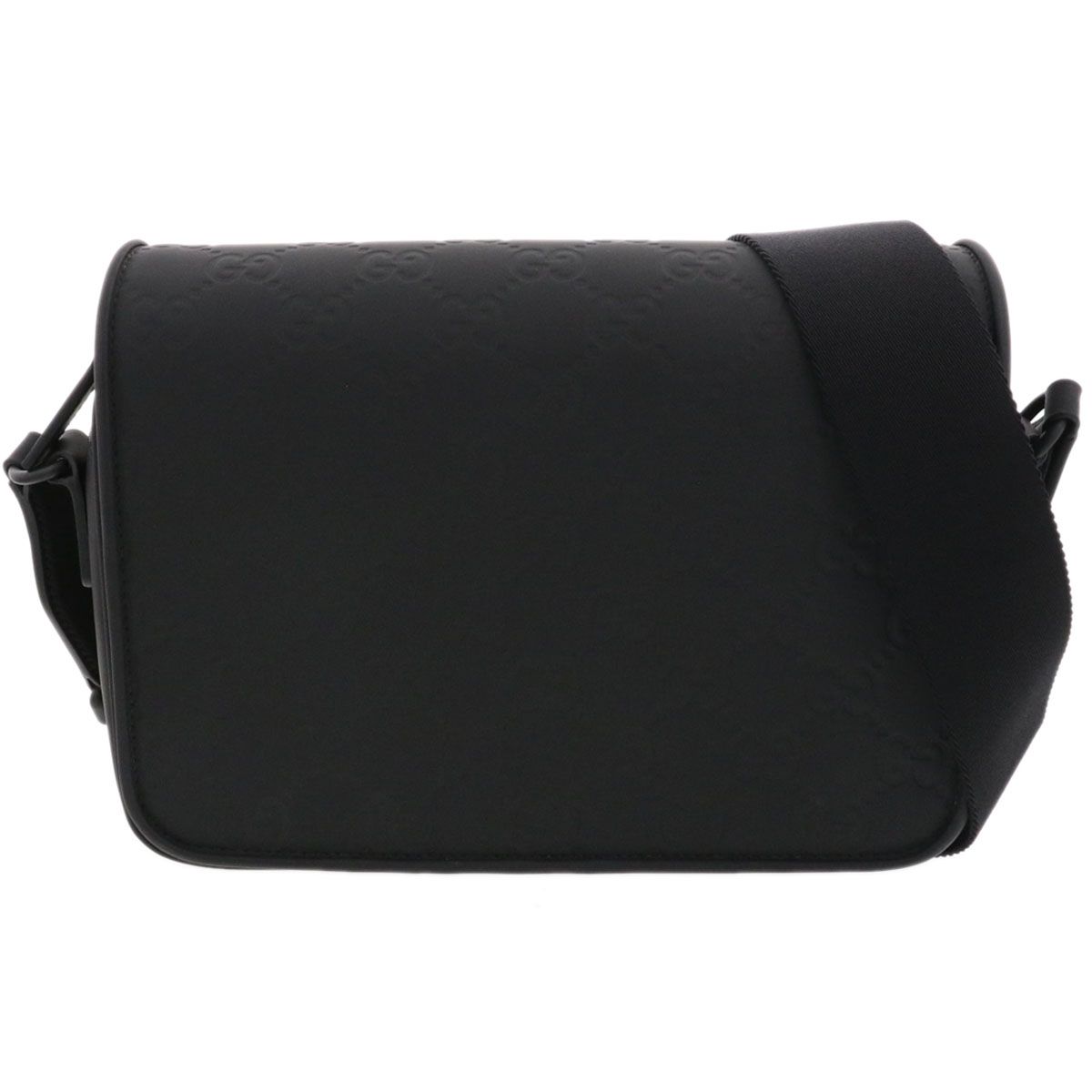 GUCCI グッチ GG ラバーエフェクト レザー メッセンジャー ショルダーバッグ 775097 ユニセックス レザー ブラック 中古