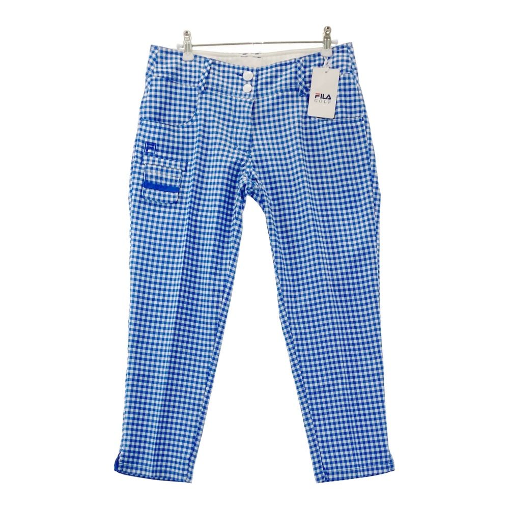 サイズ：L FILA GOLF フィラゴルフ クロップドパンツ チェック柄 ブルー系 [240101678198] ゴルフウェア レディース ストスト
