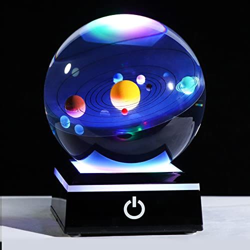 誕生日プレゼント男性 女性 彼氏人気 3Dカラフルな水晶玉 宇宙 インテリア おしゃれ 癒しグッズ 【正規品】LEDベッドサイドランプ 置物 結婚記念日 クリスマスプレゼント - 80mm 国内発送 e98d3844