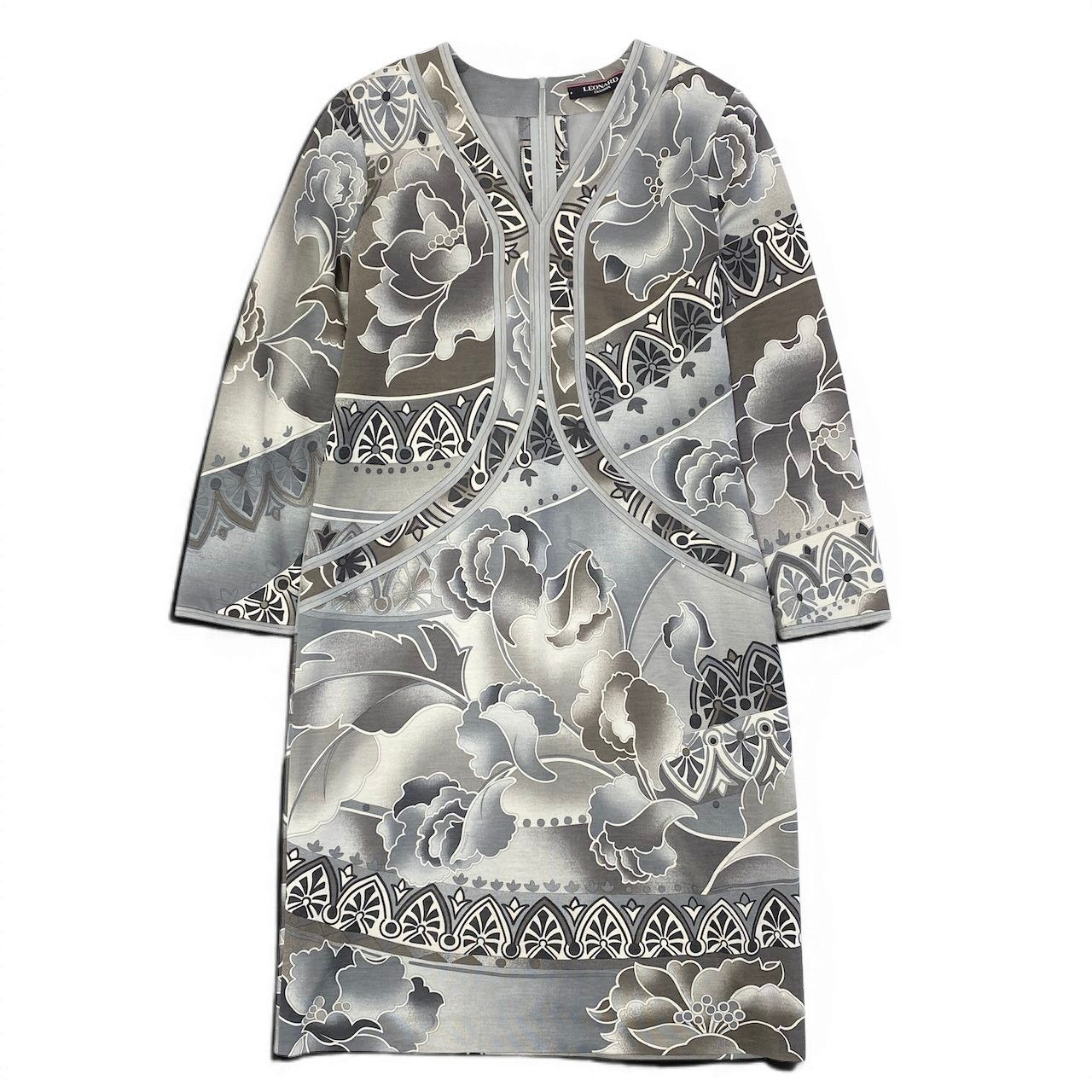 67e7 LEONARD FASHION レオナール Vネック ロングワンピース 花柄