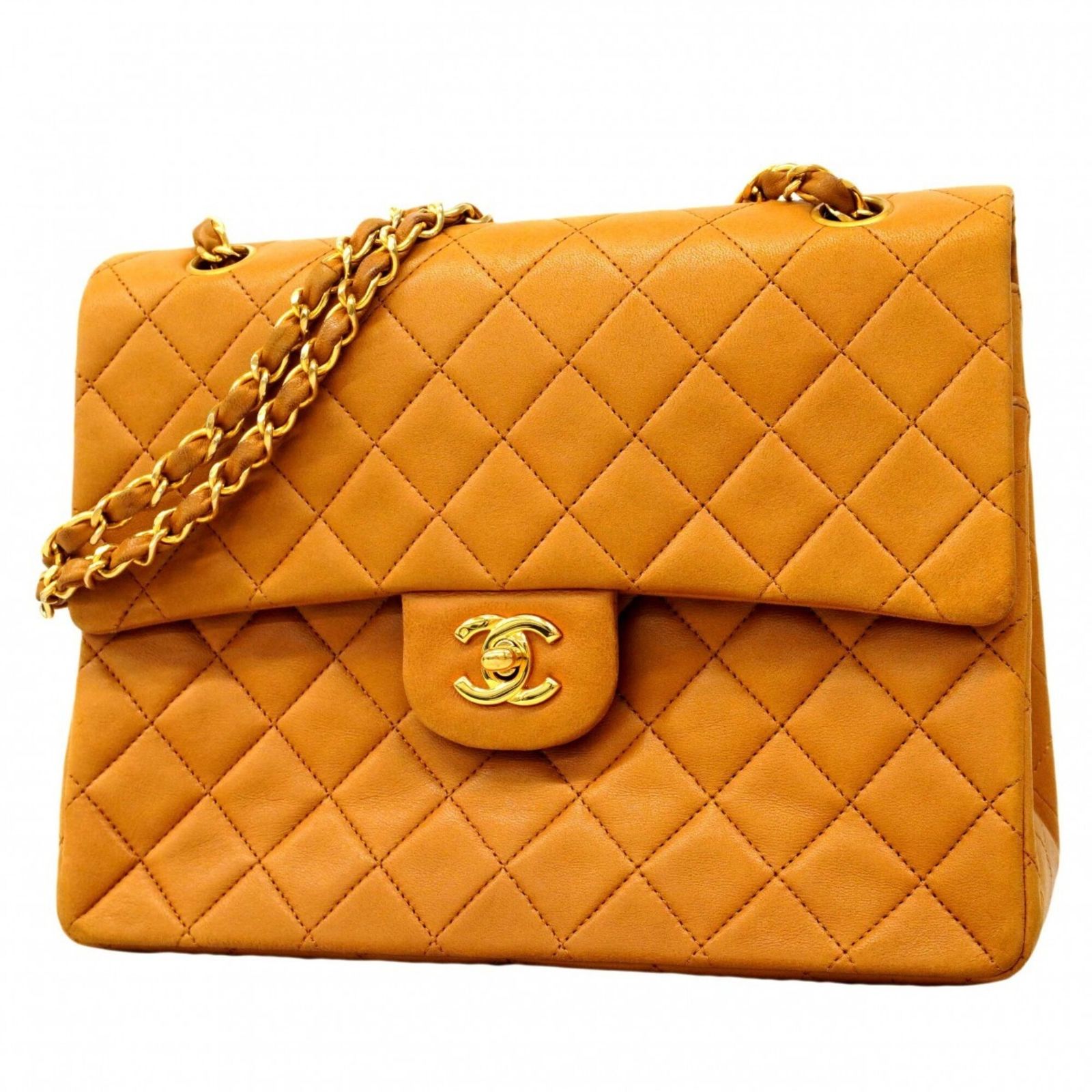 シャネル(Chanel) シャネル ショルダーバッグ マトラッセ Wフラップ Wチェーン ラムスキン ブラウン レディース