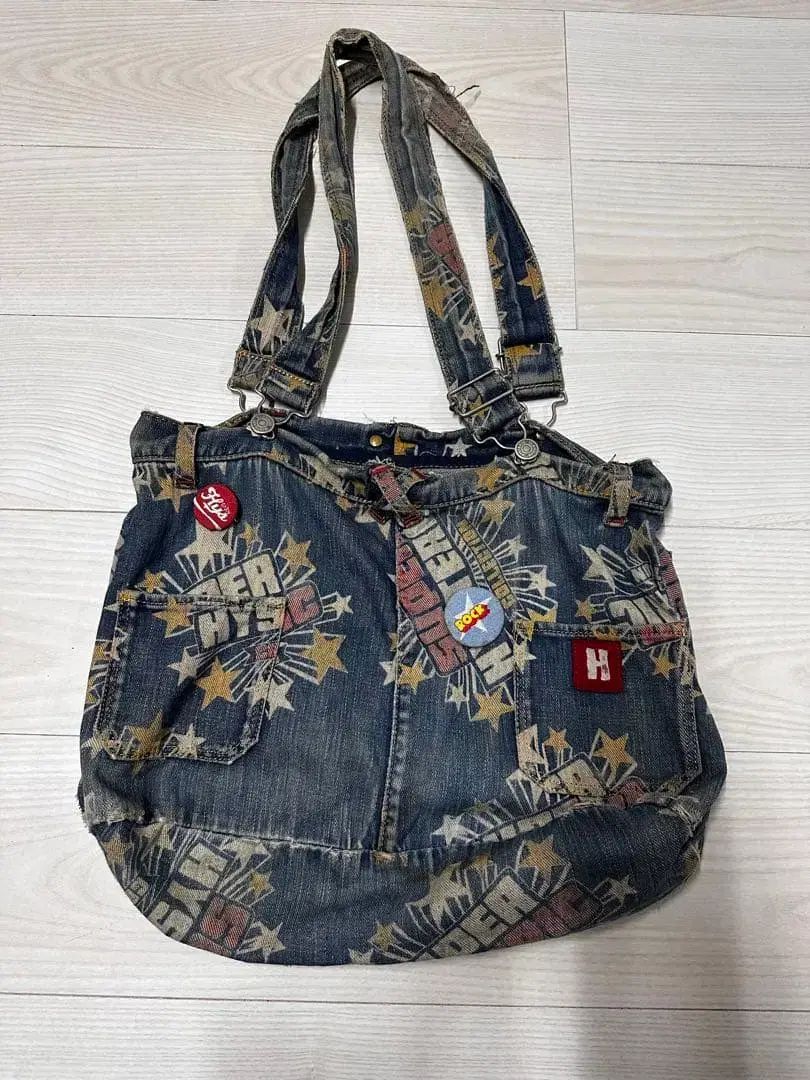 HYSTERIC GLAMOUR ヒステリックグラマー ヴィンテージ デニム オーバーオール リメイク トートバッグ
