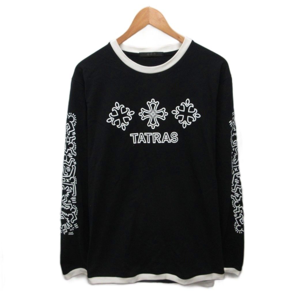 タトラス TATRAS × Keith Haring ロンT Tシャツ カットソー 長袖 ロゴプリント 175/96A 黒 ブラック 白 ホワイト MTKI23A8253-M ■IBO93