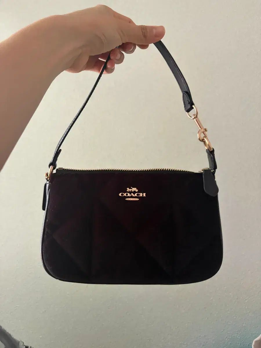 COACH ブラック スウェード ミニ ショルダーバッグ