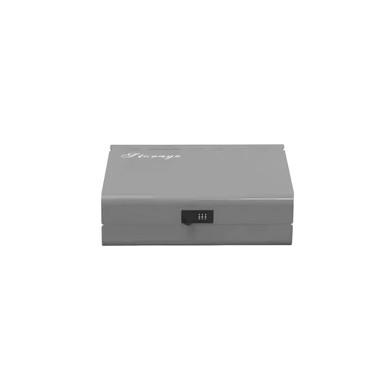 SUKIZUKI 金庫 ダイヤル式 収納ボックス 暗証番号 A4 角型2号封筒収納 書類収納 スチール製 盗難防止 安心保管 大容量 北欧 シンプル 家庭用 オフィス用 37*27*10cm グレー 0