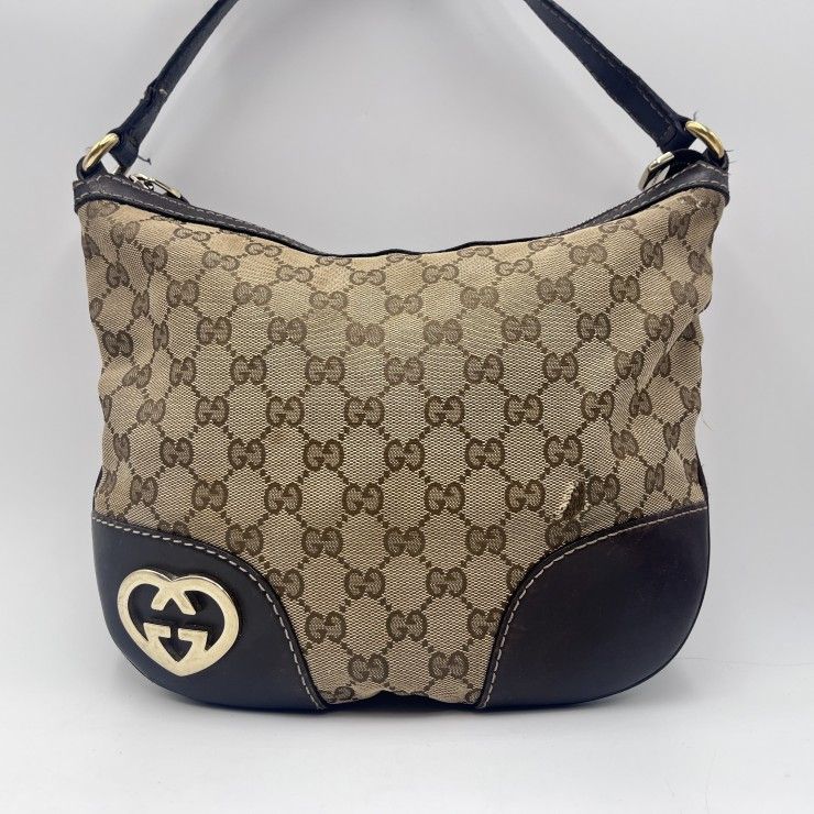 GUCCI（グッチ）ラブリーハート GGキャンバス ショルダーバッグ ワンショルダーバッグ ベージュ ブラウン レザー ゴールド レディース 257072【中古】