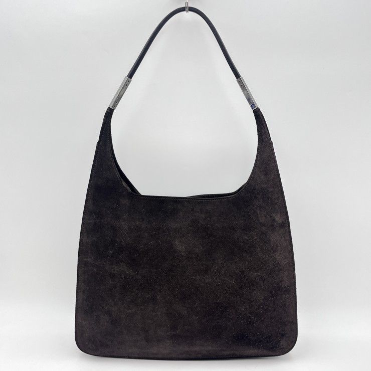 GUCCI（グッチ）ヴィンテージ ワンショルダーバッグ ハンドバッグ スエード レザー ブラウン シルバー金具 レディース【中古】