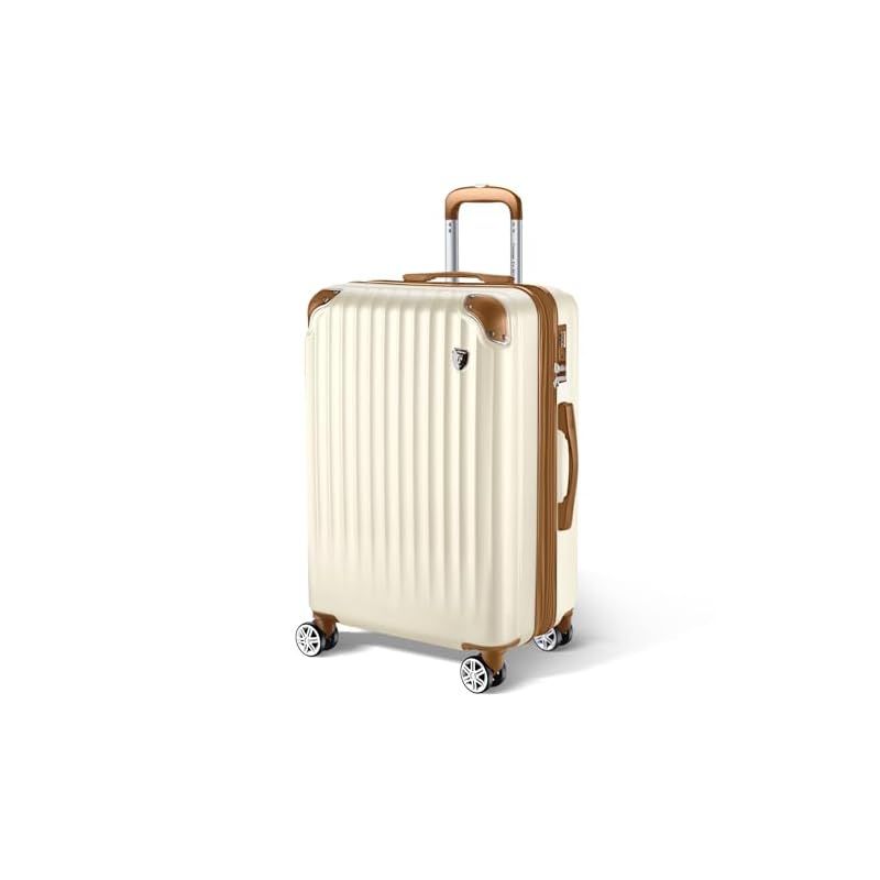 [New Trip] スーツケース キャリーケース 拡張機能付き 機内持ち込み 軽量 大型 S/M/Lサイズ キャリーバッグ 耐衝撃 大容量 ファスナータイプ 静音 ダブルキャスター TSAロック 海外 旅行 ビジネス 出張 (アイボリー、Sサイズ/機内持 0