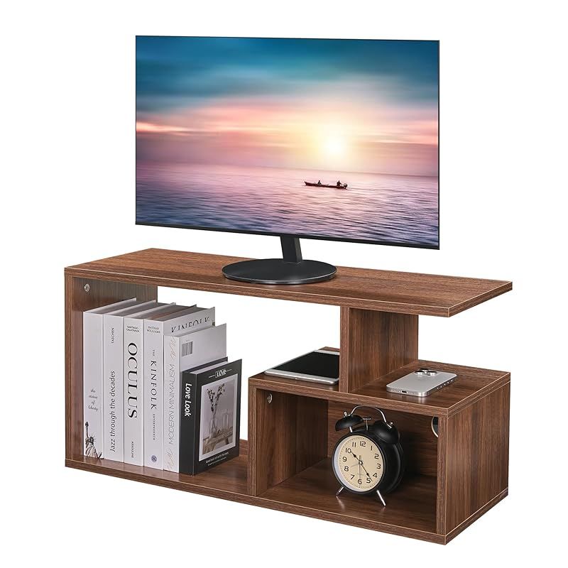 VECELO テレビ台 テレビボード ローボード 24-32型 幅73.2*奥行き29*高さ36.6cm 24型 26型 32型 収納棚付き オープン 組み立て簡単 おしゃれ 多用途 コンパクト ブラウン 0