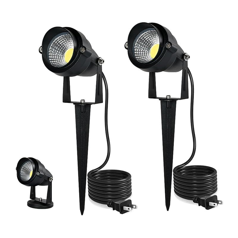 LED ガーデンライト 昼光色 6000K 10W 屋外用ライト 1280ルーメン ガーデンスポットライト IP66防水庭園灯 上下左右に回転可能 芝生 風景 ライト、地中埋込型&壁掛け式 二通り取り付け方法 5万時間の寿命、PSE認証済み、コード長3m 0