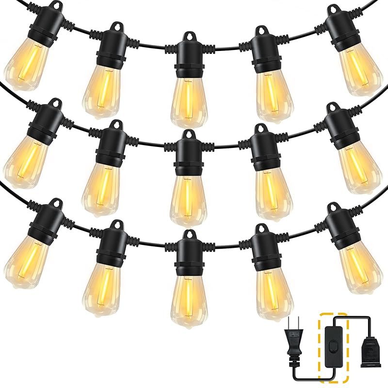 Benature ストリングライト 屋外 防水 24m 延長コード スイッチ付き 27個LED電球 電球色 PC素材 破損しにくい E12口金 連結可能 屋内照明 パーティー電飾 ガーデンライト 結婚式 庭 誕生日 商店街 0 4,610円