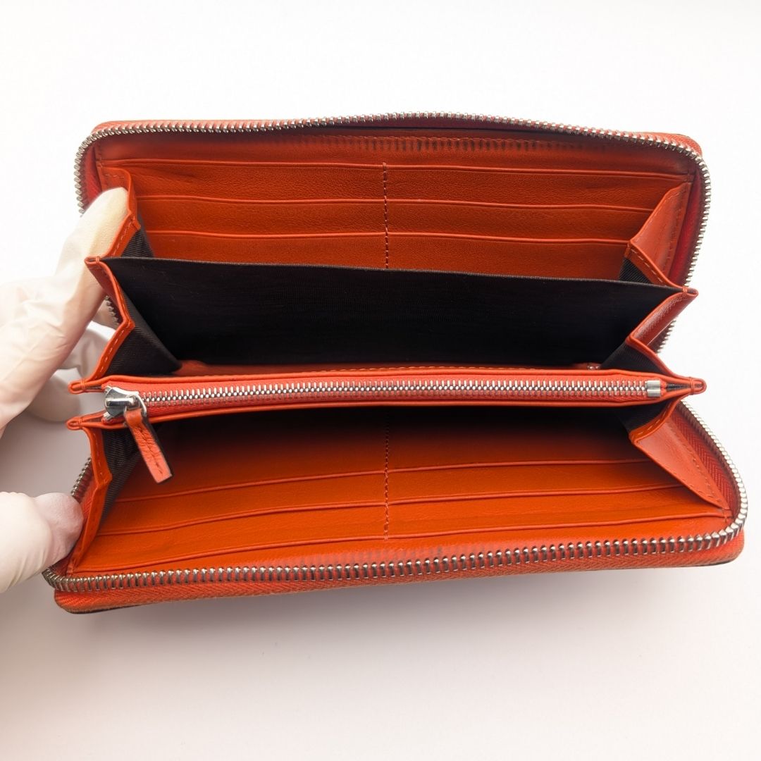 美品 グッチ パイソン オレンジ ラウンドファスナー 長財布 353227
