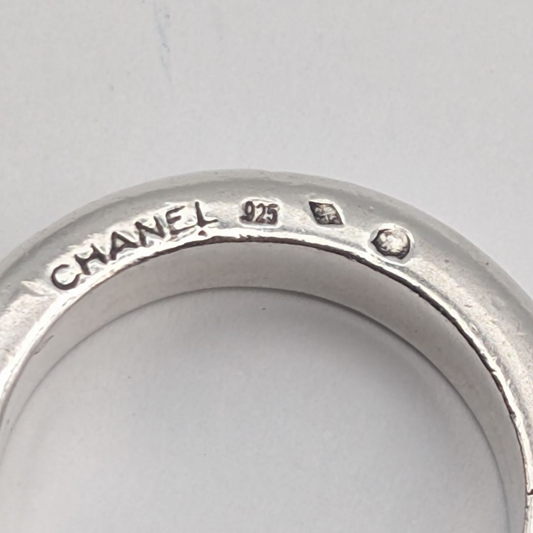 美品 シャネル 指輪 リング シルバー ロゴ シンプル SV925 14.5号