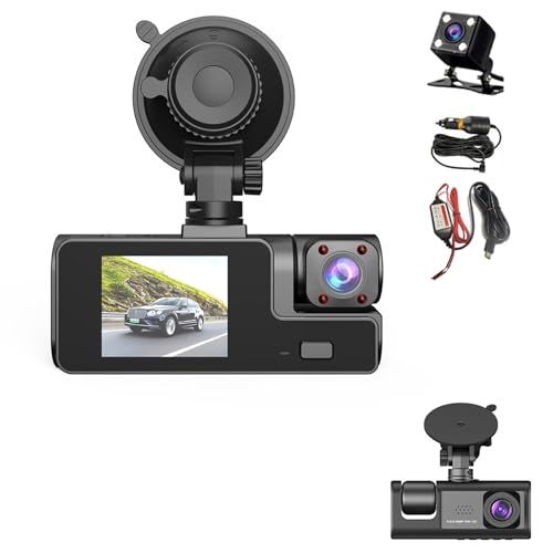3カメラ ドライブレコーダー 小型ドラレコ 3カメラ ドライブレコーダー 車用 1080P 360度 全方位保護 170度超広角 3カメラ同時録画 2A降圧ライン 暗視機能 上書き録画 ループ録画 HDR画像補正 明るいレンズ ワンタッチ記録 70747ad3