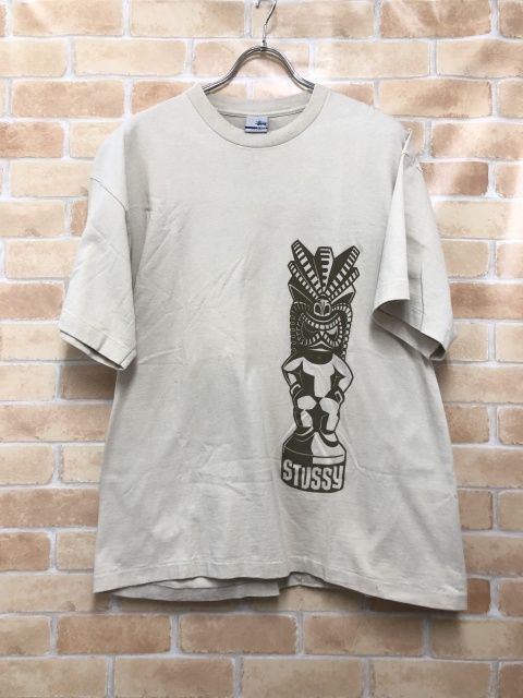 【中古】 STUSSY ステューシー hawaiian TIKI Tee USA製 ベージュ XL 111440697