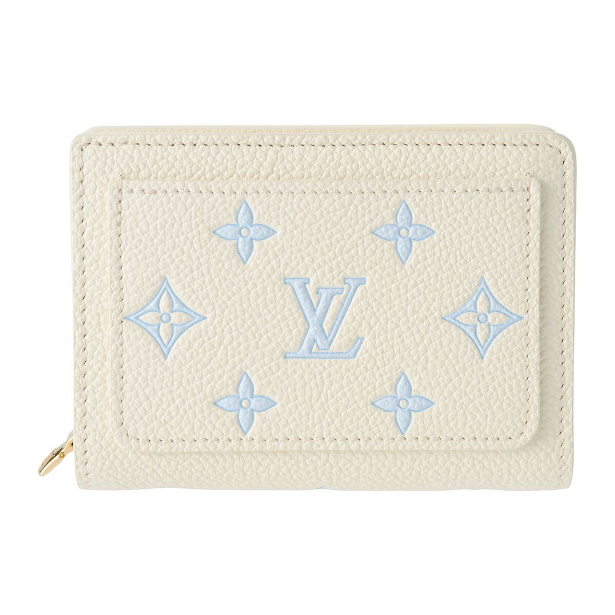 新品 ルイヴィトン Louis Vuitton 2つ折り財布 ポルトフォイユ・クレア ミルキーホワイト/ブルー