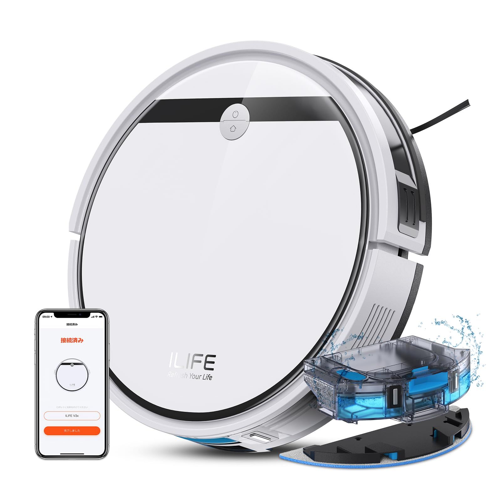 ILIFE(アイライフ) ロボット掃除機 お掃除ロボット 自動掃除機 3000Pa強力吸引 2in1 ダストボックス＆ウォータータンク 吸引と水拭きを同時に 120分間連続稼働 カーペットブースト モップ付き ブラシレスモーター Wi-Fi/ d01cbe7f