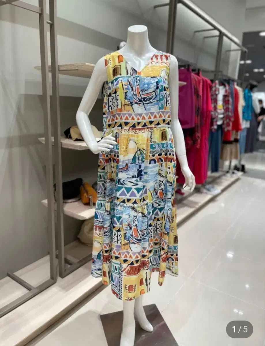 BENETTON ベネトン 42 レディース ヨット モチーフ ピクニック ノースリーブ ロング ONE PIECE