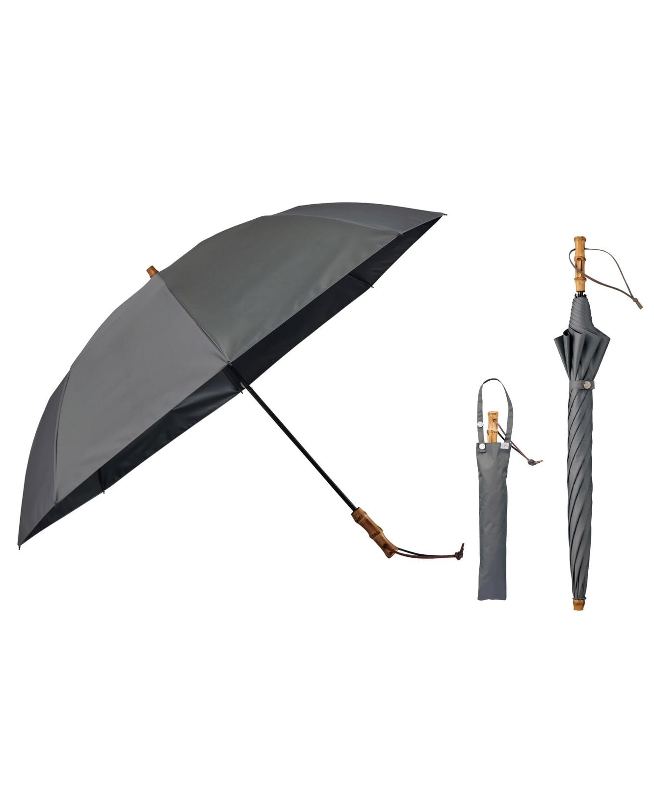 新品 【2026】最強の日傘 UVO(ウーボ) CALM 2段折 60cm 無地 ミニ グレー(限定色) ≪遮熱/遮光率100%/UVカット率100%/UPF50+/晴雨兼用≫ 折りたたみ傘 親骨60cm 大きい 長折兼用 Wpc バンブー UV102CLM0