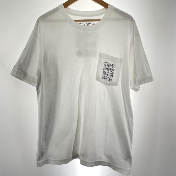【中古】CHROME HEARTS ヴァーティカルロゴ Tシャツ サイズL 白 クロムハーツ[91]