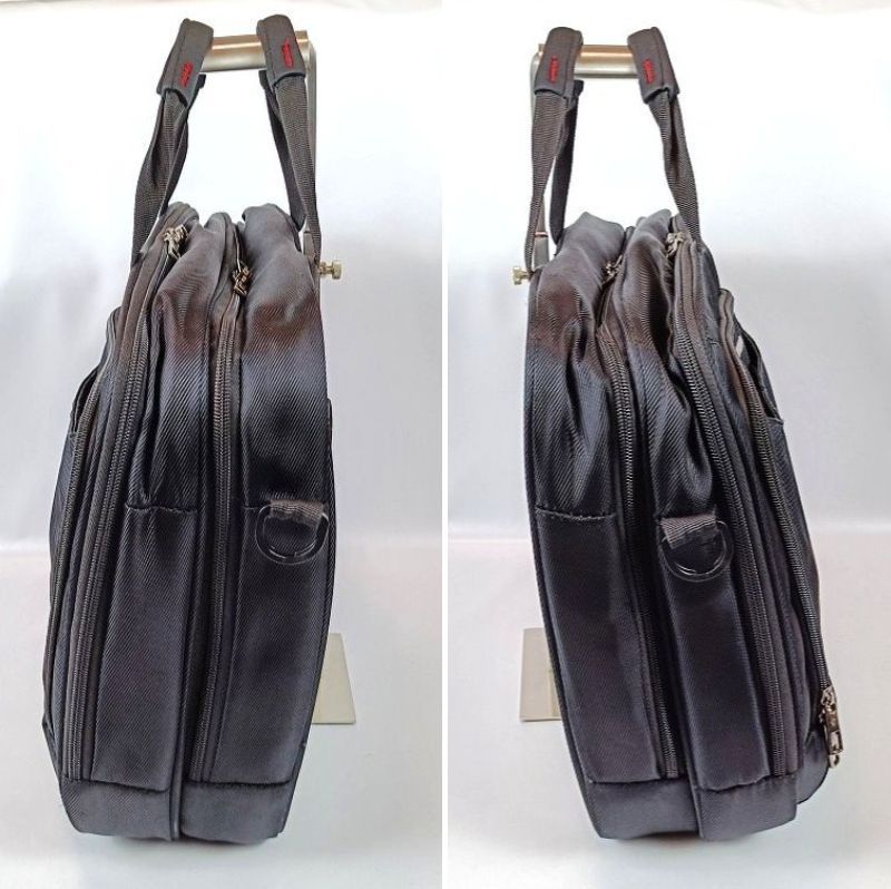 良品 Samsonite サムソナイト ビジネスバック ブリーフケース 2WAY ブラック 黒 ナイロン ショルダーバッグ 手提げ鞄 ショルダーストラップ ２層式 PC タブレット 収納あり 通勤 営業 仕事