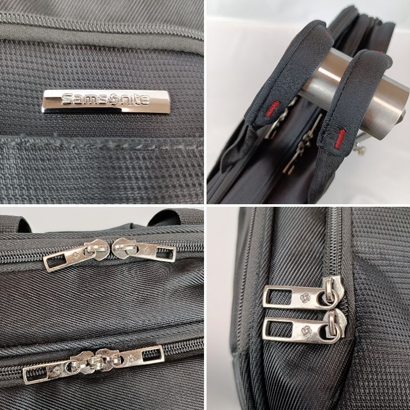良品 Samsonite サムソナイト ビジネスバック ブリーフケース 2WAY ブラック 黒 ナイロン ショルダーバッグ 手提げ鞄 ショルダーストラップ ２層式 PC タブレット 収納あり 通勤 営業 仕事