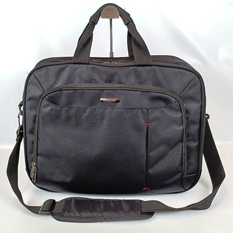 良品 Samsonite サムソナイト ビジネスバック ブリーフケース 2WAY ブラック 黒 ナイロン ショルダーバッグ 手提げ鞄 ショルダーストラップ ２層式 PC タブレット 収納あり 通勤 営業 仕事