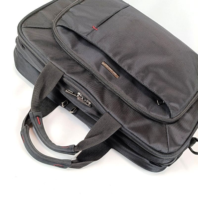 良品 Samsonite サムソナイト ビジネスバック ブリーフケース 2WAY ブラック 黒 ナイロン ショルダーバッグ 手提げ鞄 ショルダーストラップ ２層式 PC タブレット 収納あり 通勤 営業 仕事