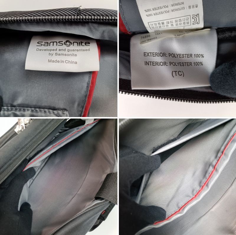良品 Samsonite サムソナイト ビジネスバック ブリーフケース 2WAY ブラック 黒 ナイロン ショルダーバッグ 手提げ鞄 ショルダーストラップ ２層式 PC タブレット 収納あり 通勤 営業 仕事