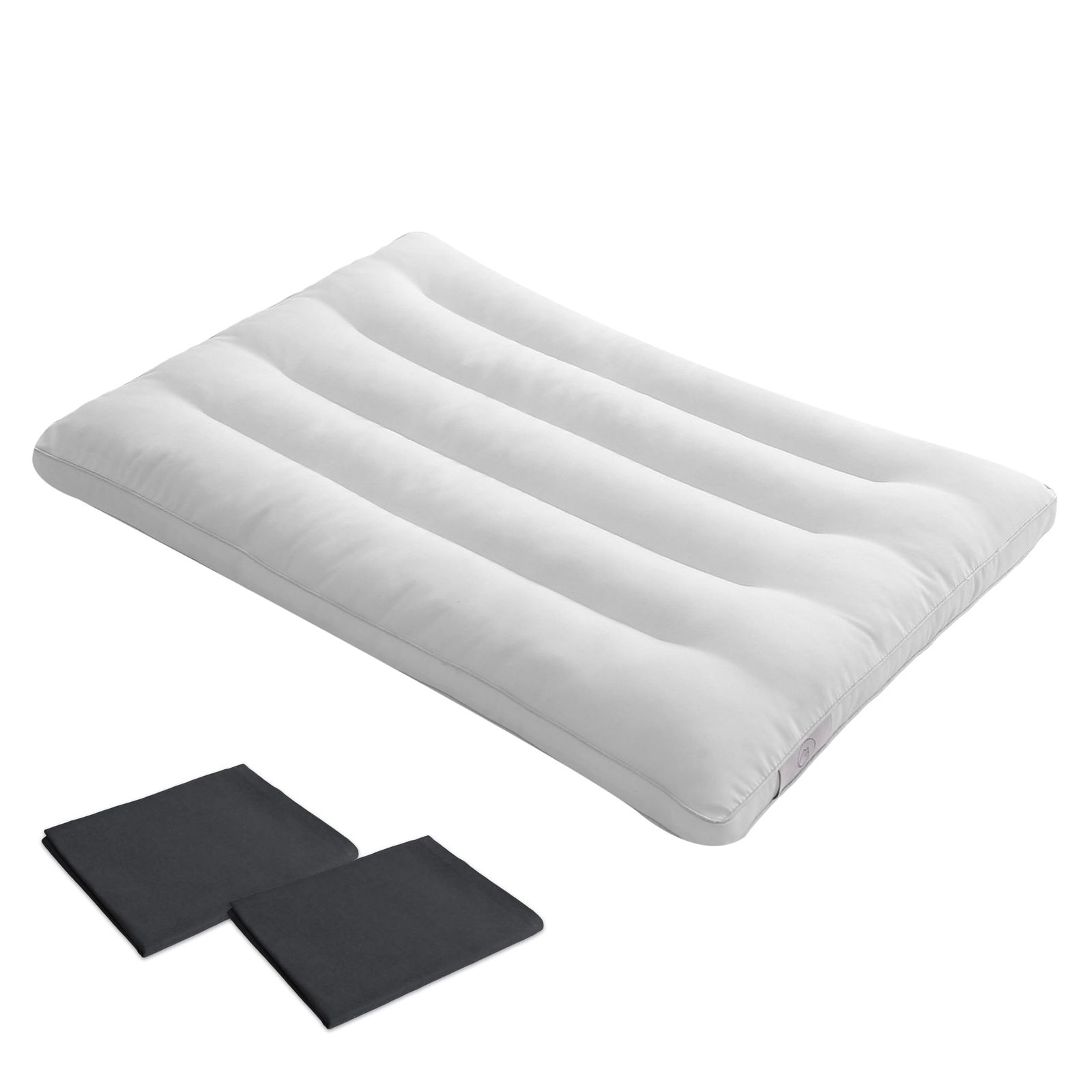 【新着商品】まくら 43×63cm 横向き寝 3cm 仰向け 首こり 低い枕 肩こり 低め 快眠 洗える 日本製 羽毛代替 枕 ホテル仕様 柔らかい DreamCat's カバー2枚付き（グレーカバー2枚付）