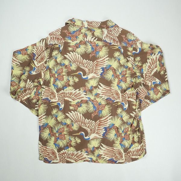 Size【M】 At Last ＆ Co アットラスト/BUTCHER PRODUCTS ブッチャープロダクツ HAWAIIAN SHIRT L-S TSURU 長袖ハワイアンシャツ アロハシャツ 茶 【中古品-良い】 30007284