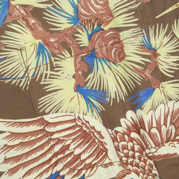Size【M】 At Last ＆ Co アットラスト/BUTCHER PRODUCTS ブッチャープロダクツ HAWAIIAN SHIRT L-S TSURU 長袖ハワイアンシャツ アロハシャツ 茶 【中古品-良い】 30007284