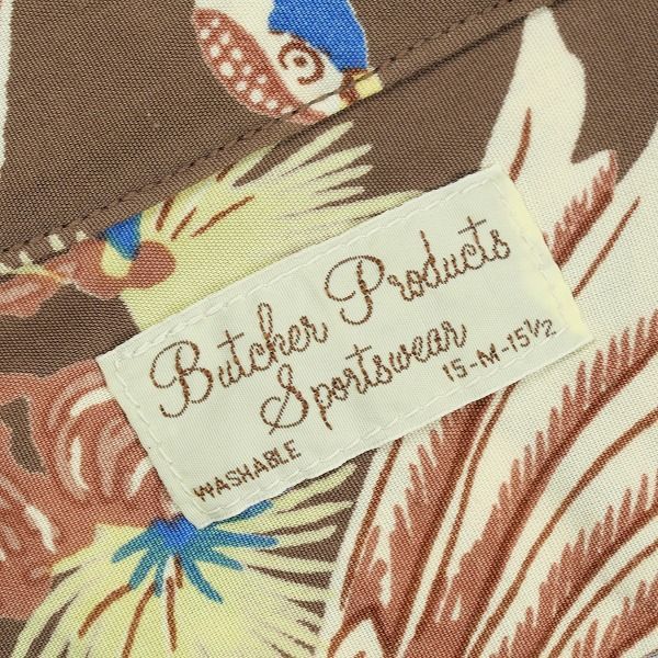 Size【M】 At Last ＆ Co アットラスト/BUTCHER PRODUCTS ブッチャープロダクツ HAWAIIAN SHIRT L-S TSURU 長袖ハワイアンシャツ アロハシャツ 茶 【中古品-良い】 30007284