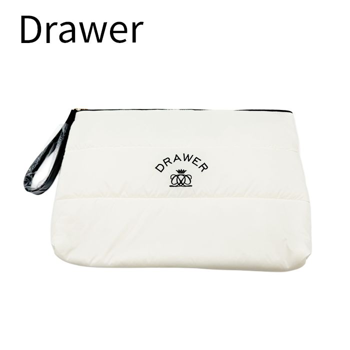 Drawer ノベルティ クラッチバッグ 白 ダウン風 ホワイト ロゴ入り 未使用