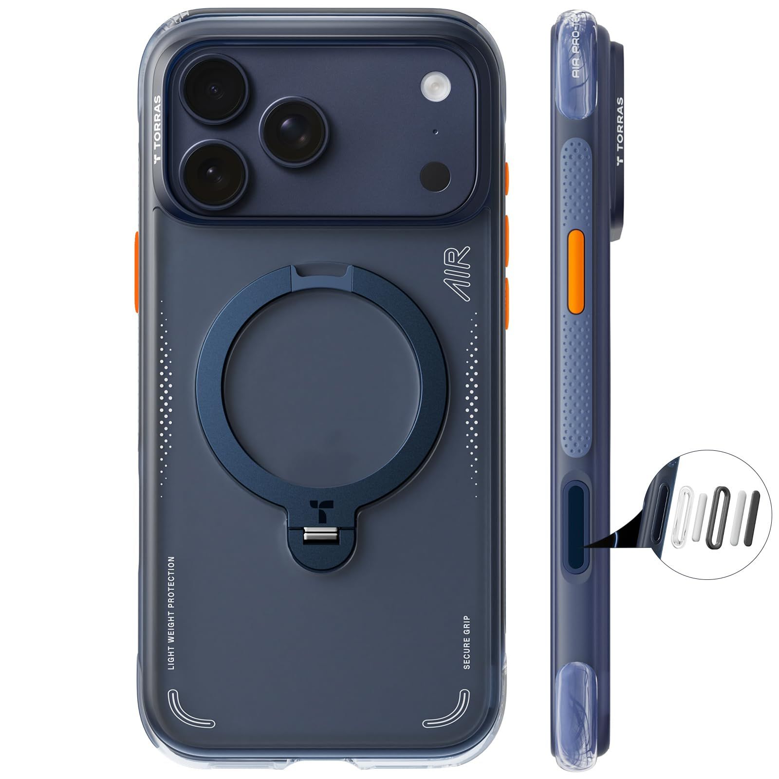 インチ 用 6.3 ケースリング Pro スタンド 17 MagSafe対応 360°定点回転 iPhone 縦横両対応 Air MagSafe対応 Q3 ワイヤレス充電 カメラコントロールボタン付き Ostand 登山・アウトドア活動 TORRAS 真夜中・