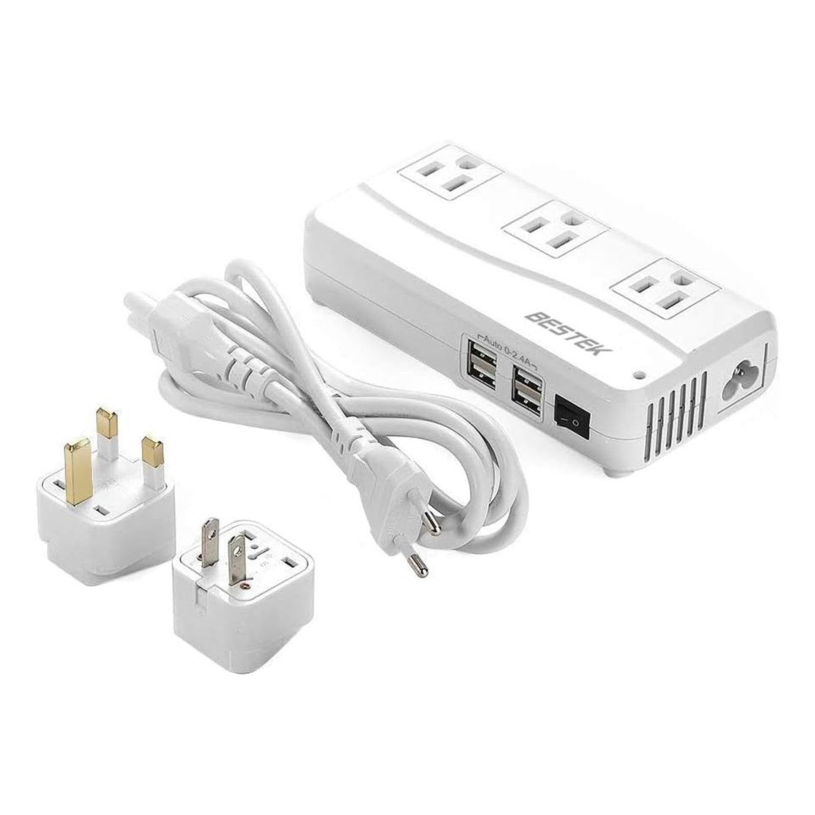 A 付き 変換プラグ B 4ポート BF USB + C 3口 ACコンセント O 変換 O2 100V to B3 90V-240V 変圧器 SE コンセント プラグ対応 海外 海外旅行用変圧器 MRJ201GU-WH ベステック